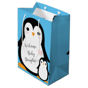 Cute Penguin Baby shower Blue Boy Medium Cadeauzakje