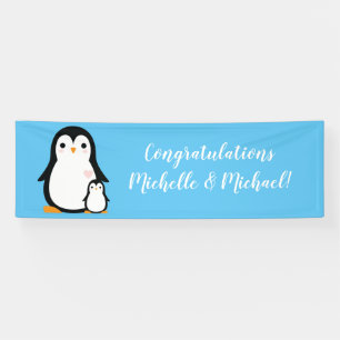 Cute Penguin Baby shower Blue Boy Spandoek