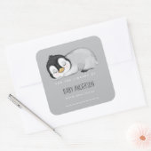 Cute Penguin Baby shower Bookplaat Vierkante Sticker (Envelop)