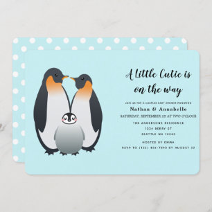 Cute Penguin Baby shower Invitation Kaart