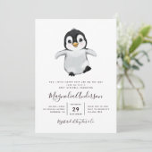 Cute Penguin Baby shower Kaart (Staand voorkant)