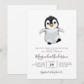 Cute Penguin Baby shower Kaart (Voorkant / Achterkant)