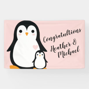 Cute Penguin Baby shower Pink Girl Spandoek