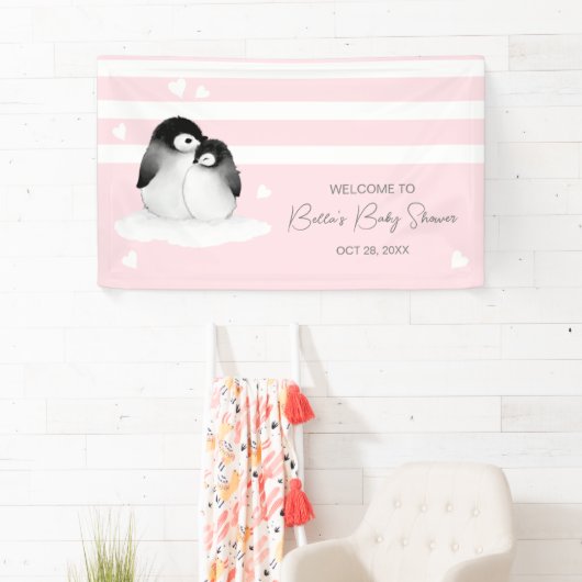 Cute Penguin Baby shower Spandoek (Insitu)