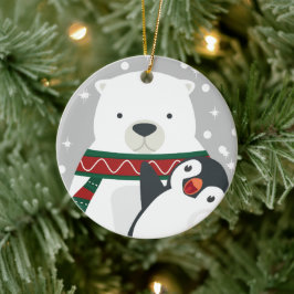 Cute Penguin Beer Eat Drink is prettig kerstfeest Keramisch Ornament