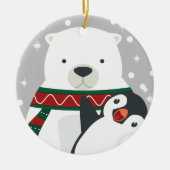 Cute Penguin Beer Eat Drink is prettig kerstfeest Keramisch Ornament (Voorkant)