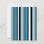 Cute Penguin Birthday Blue Stripe Party Invitation Kaart (Achterkant)