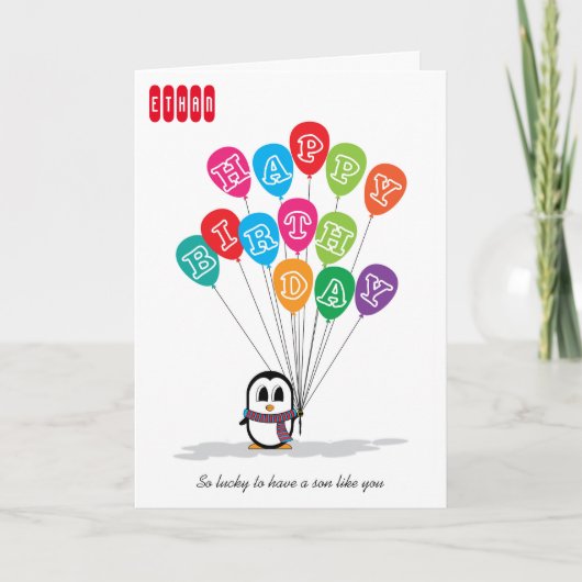 Cute Penguin Birthday Card Kaart (Voorkant)