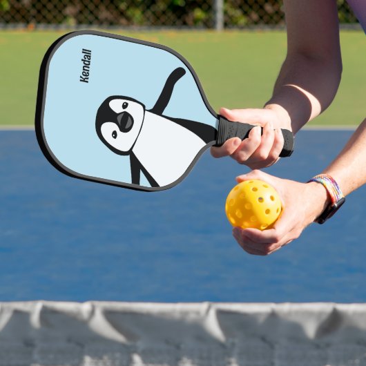 Cute Penguin Blue Personalized for Kids & Adults Pickleball Paddle (Insitu)