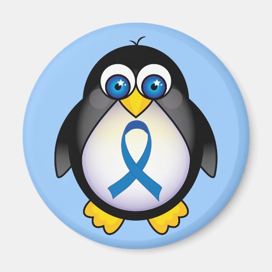 Cute Penguin Blue Ribbon Awareness Magneet (Voorkant)