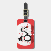 Cute Penguin Bride & Groom Wedding Bagagelabel (Voorkant verticaal)
