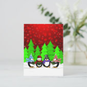 Cute Penguin Carolers Briefkaart (Staand voorkant)