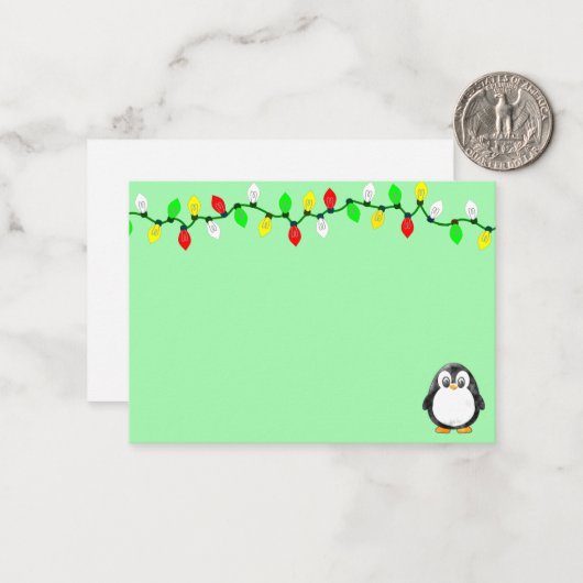 Cute Penguin Cartoon Blank Custom Christmas Notitiekaartje (Voorkant / Achterkant in situ)