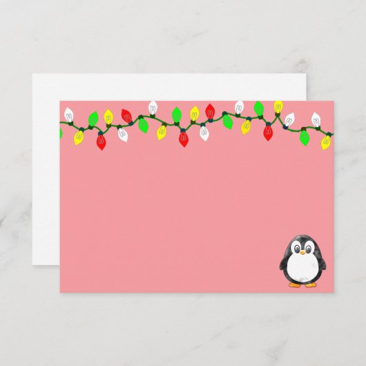 Cute Penguin Cartoon Blank Custom Christmas Notitiekaartje (Voorkant / Achterkant)