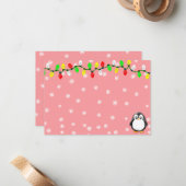 Cute Penguin Cartoon Blank Custom Christmas Winter Notitiekaartje (Voorkant / Achterkant in situ)