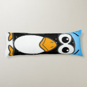 Cute Penguin Cartoon Illustrated Blue Lichaamskussen (Achterkant)
