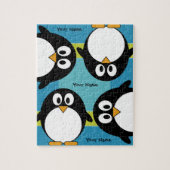 Cute Penguin Cartoon met Area for Name Legpuzzel (Verticaal)
