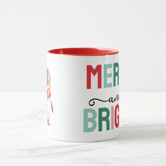 Cute penguin christmas merry and bright mok (Midden)