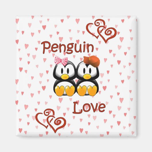 Cute Penguin Coeurs d'amour Magnet 2 (Devant)