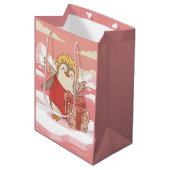 Cute Penguin Cupid Galentine Gift Bag Medium Cadeauzakje (Voorkant Gekanteld)