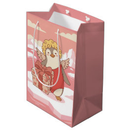 Cute Penguin Cupid Galentine Gift Bag Medium Cadeauzakje