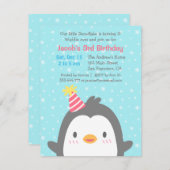 Cute Penguin Décembre Anniversaire Fête Invitation (Devant / Derrière)