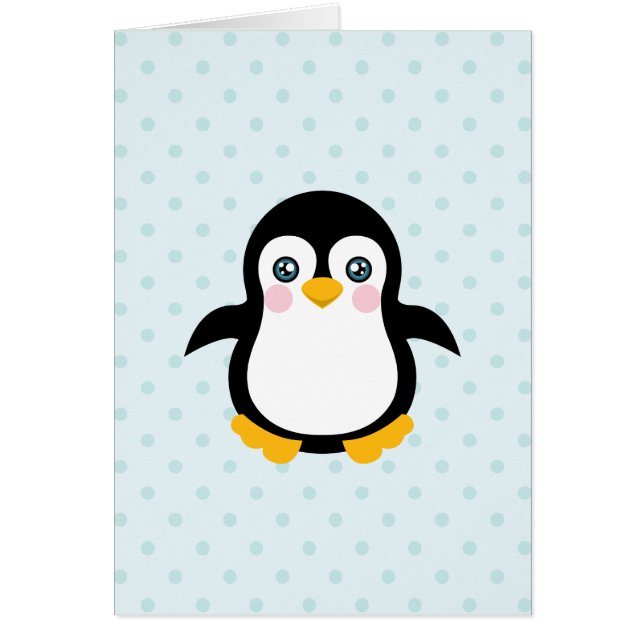 Cute Penguin Design Blue Polka Dot Arrière - plan (Devant)
