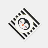 Cute Penguin Face Black and White Striped Party Servet (Hoek)