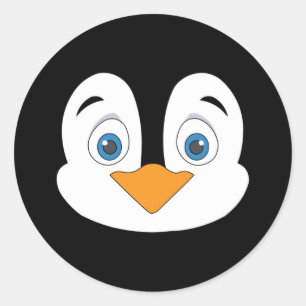 Cute Penguin Face Ronde Sticker