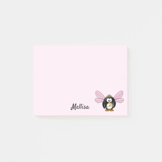 Cute Penguin Fairy Princess DIY Jouw naam Post-it® Notes (Voorkant)
