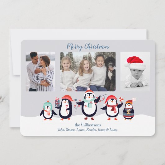 Cute Penguin Famille Modèle photo Noël (Devant)