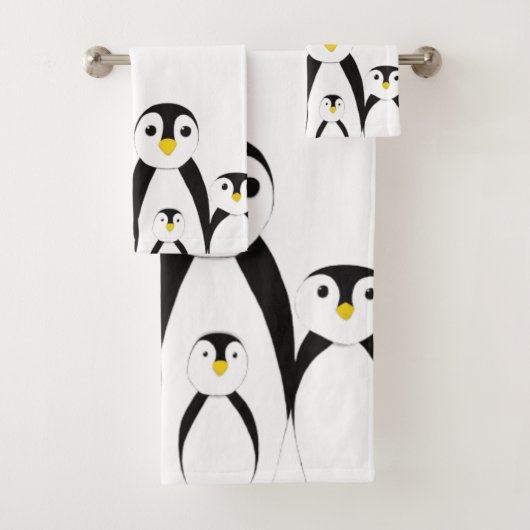 Cute Penguin Family Bad Handdoek (Insitu)
