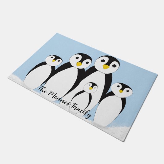 Cute Penguin Family Deurmat (Schuin)