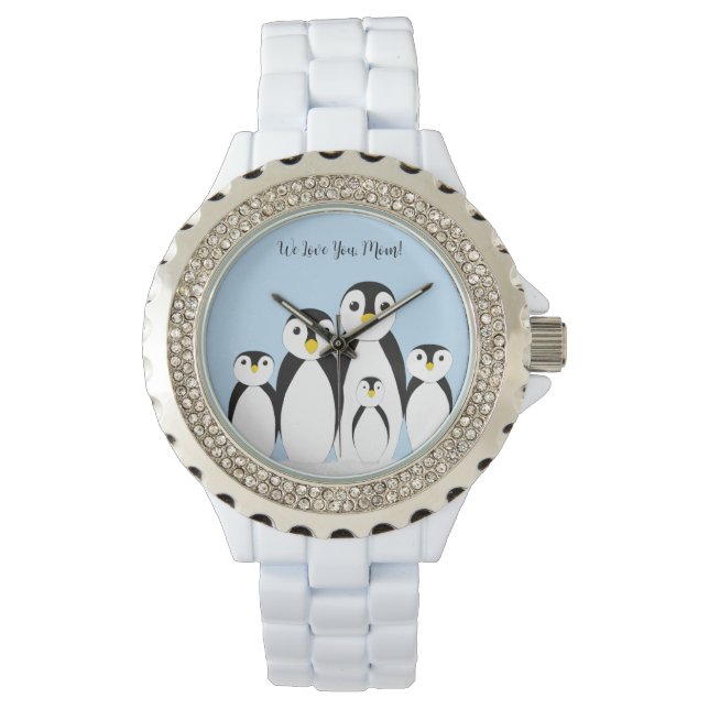 Cute Penguin Family Horloge (Voorkant)