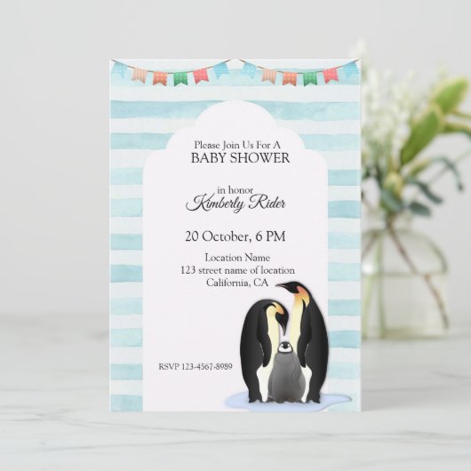 Cute Penguin Family Kaart (Staand voorkant)