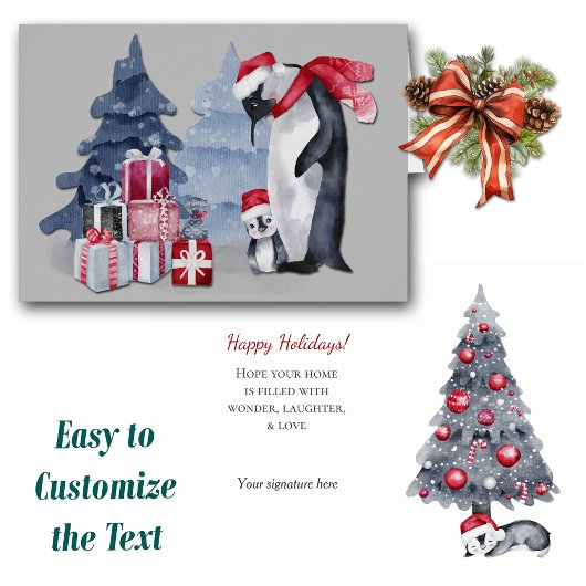 Cute Penguin Family-kerstkaart