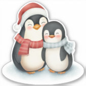Cute Penguin Family Kerstmis Sticker (Voorkant)