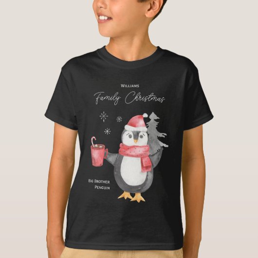 Cute Penguin Family Matching met kerstbroer T-shirt (Voorkant)