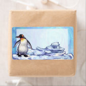 Cute Penguin Front Personalized Shipping Labels (Insitu)