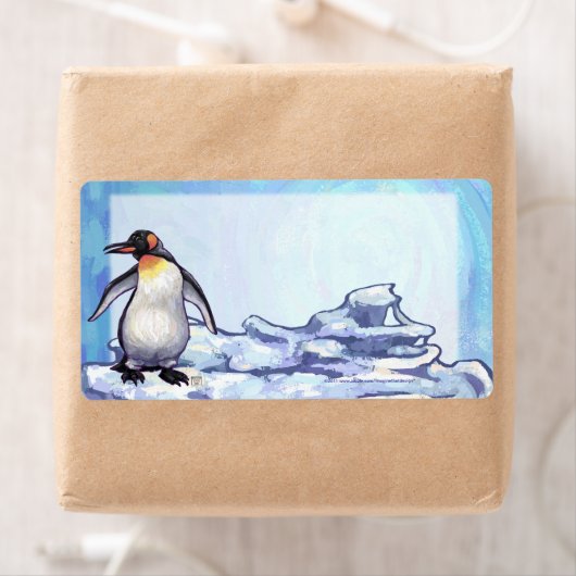 Cute Penguin Front Personalized Shipping Labels (Insitu)