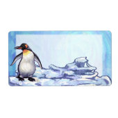 Cute Penguin Front Personalized Shipping Labels (Voorkant)