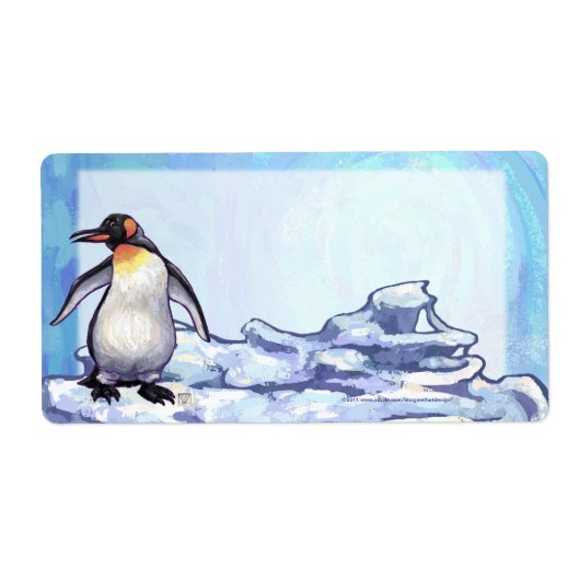 Cute Penguin Front Personalized Shipping Labels (Voorkant)