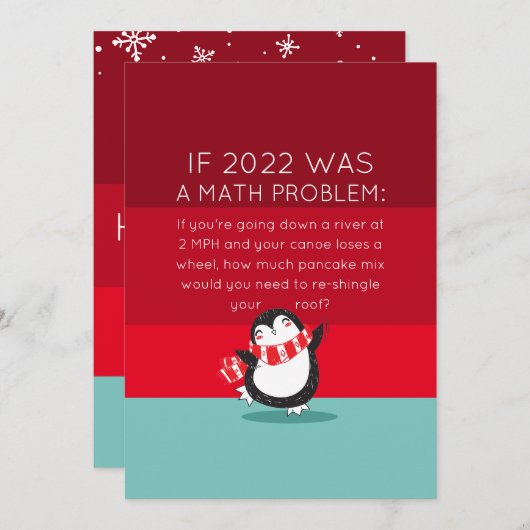 Cute Penguin Funny 2021 Math Devis Carte de vacanc (Devant / Derrière)