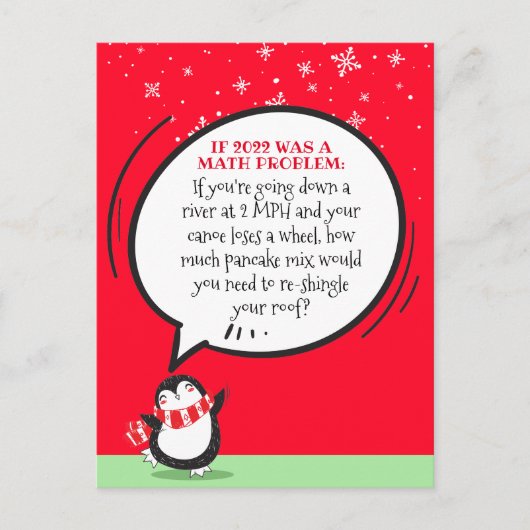 Cute Penguin Funny 2022 Wiskunde Problem Holiday C Feestdagenkaart (Voorkant)