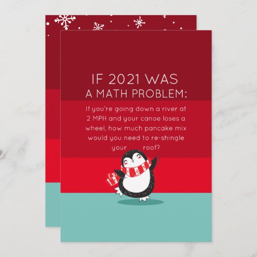 Cute Penguin Funny 2024 Math Devis Carte de vacanc (Devant / Derrière)