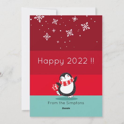 Cute Penguin Funny 2024 Math Devis Carte de vacanc (Dos)