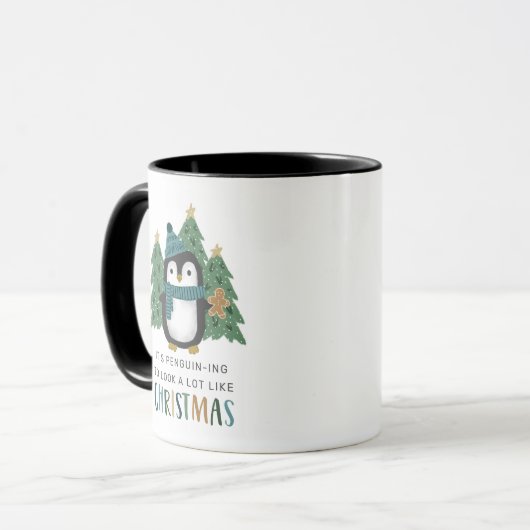 Cute Penguin Funny Penguin-ing Kerstmis Mok (Voorkant links)
