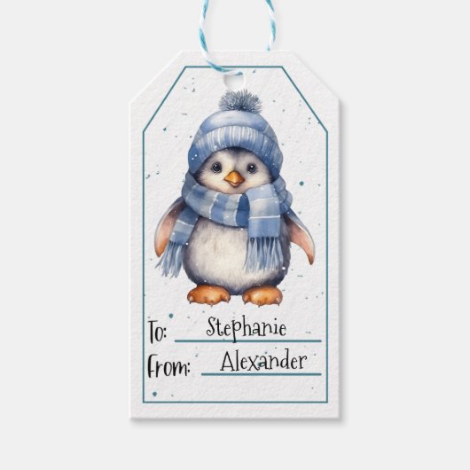 Cute Penguin Gift Labels Cadeaulabel (Voorkant)