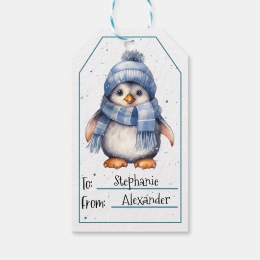 Cute Penguin Gift Labels Cadeaulabel (Achterkant)