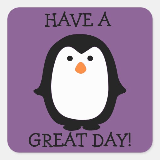Cute Penguin Great Day Sticker (Voorkant)